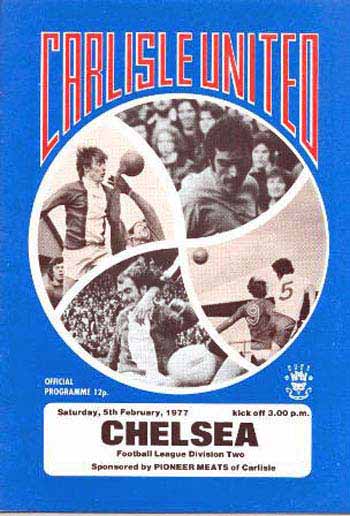 programme cover for Carlisle United v Chelsea, Saturday, 5th Feb 1977