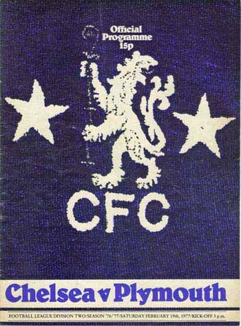 programme cover for Chelsea v Plymouth Argyle, Saturday, 19th Feb 1977
