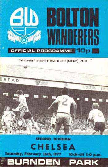 programme cover for Bolton Wanderers v Chelsea, 26th Feb 1977