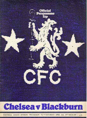 programme cover for Chelsea v Blackburn Rovers, 2nd Apr 1977
