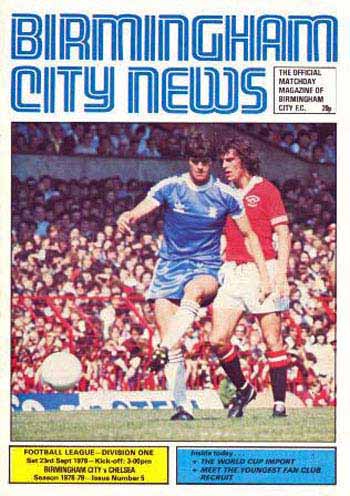 programme cover for Birmingham City v Chelsea, 23rd Sep 1978