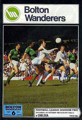 programme cover for Bolton Wanderers v Chelsea, 4th Oct 1980