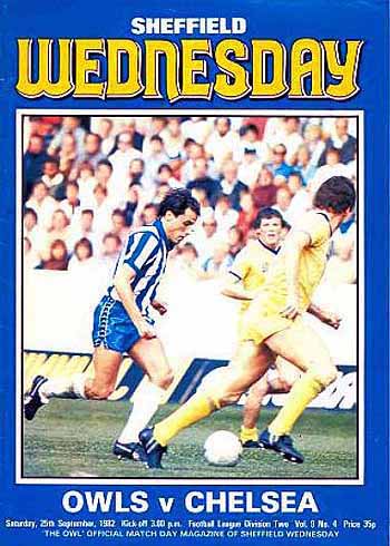 programme cover for Sheffield Wednesday v Chelsea, 25th Sep 1982