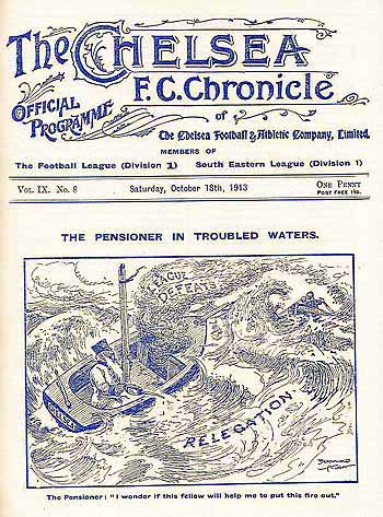 programme cover for Chelsea v Liverpool, 18th Oct 1913