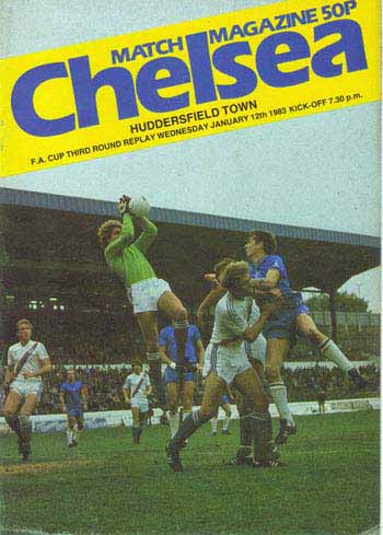 programme cover for Chelsea v Huddersfield Town, Wednesday, 12th Jan 1983
