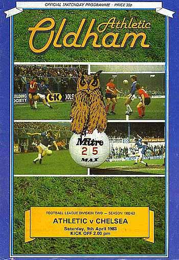 programme cover for Oldham Athletic v Chelsea, 9th Apr 1983