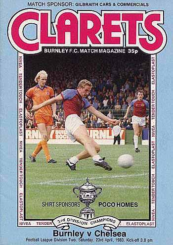 programme cover for Burnley v Chelsea, Saturday, 23rd Apr 1983