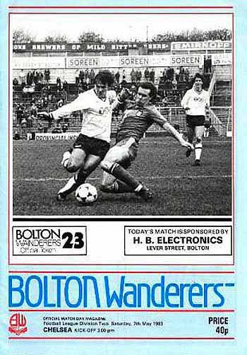 programme cover for Bolton Wanderers v Chelsea, 7th May 1983