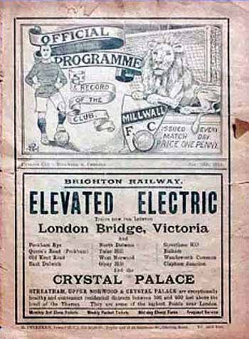 programme cover for Millwall Athletic v Chelsea, 10th Jan 1914