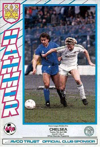 programme cover for West Ham United v Chelsea, 15th Apr 1986
