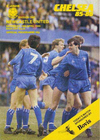 programme cover for Chelsea v Newcastle United, Saturday, 19th Apr 1986