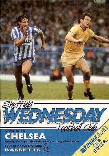 programme cover for Sheffield Wednesday v Chelsea, 30th Aug 1986