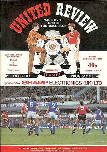 programme cover for Manchester United v Chelsea, 28th Sep 1986
