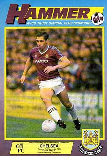 programme cover for West Ham United v Chelsea, Tuesday, 25th Nov 1986