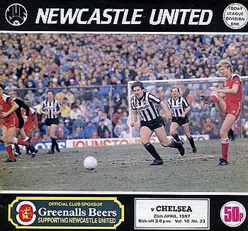 programme cover for Newcastle United v Chelsea, Saturday, 25th Apr 1987