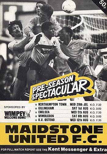 programme cover for Maidstone United v Chelsea, 5th Aug 1987