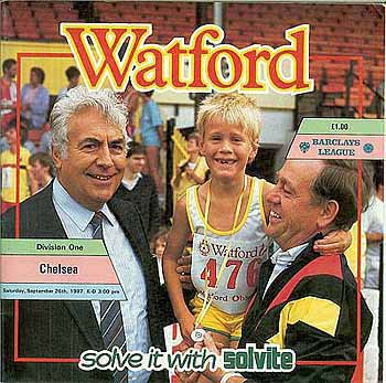 programme cover for Watford v Chelsea, Saturday, 26th Sep 1987