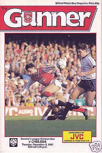 programme cover for Arsenal v Chelsea, 3rd Nov 1987