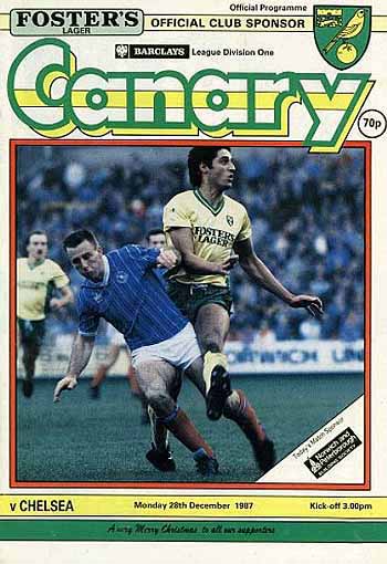 programme cover for Norwich City v Chelsea, 28th Dec 1987