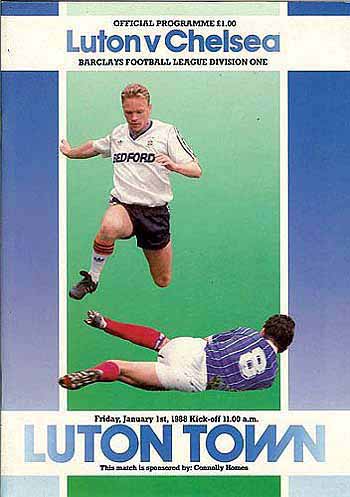 programme cover for Luton Town v Chelsea, Friday, 1st Jan 1988
