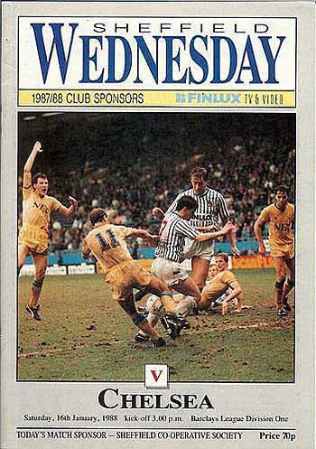 programme cover for Sheffield Wednesday v Chelsea, 16th Jan 1988