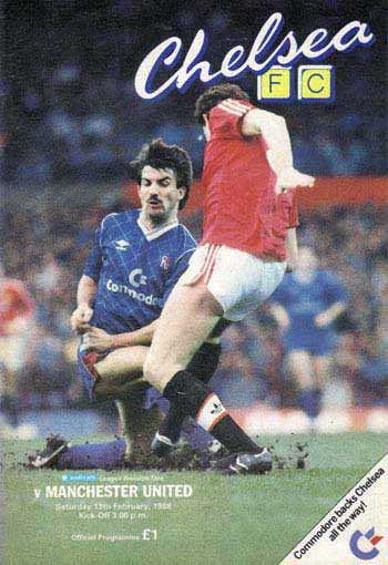 programme cover for Chelsea v Manchester United, Saturday, 13th Feb 1988