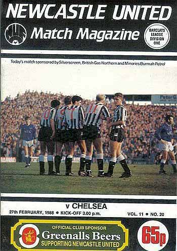 programme cover for Newcastle United v Chelsea, 27th Feb 1988