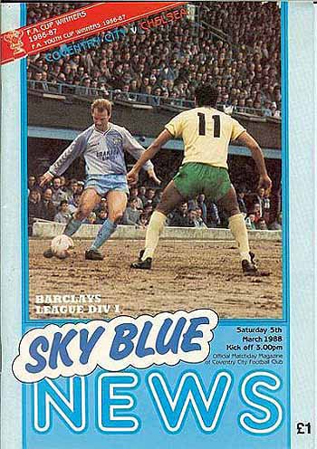 programme cover for Coventry City v Chelsea, 5th Mar 1988