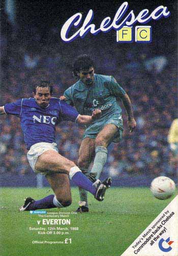 programme cover for Chelsea v Everton, Saturday, 12th Mar 1988