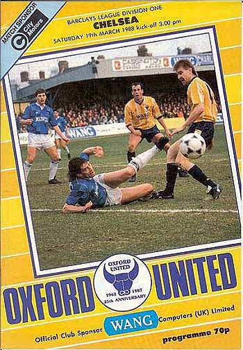 programme cover for Oxford United v Chelsea, Saturday, 19th Mar 1988