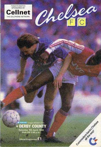 programme cover for Chelsea v Derby County, 9th Apr 1988