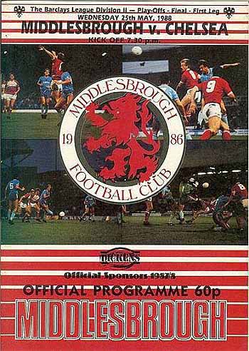 programme cover for Middlesbrough v Chelsea, 25th May 1988