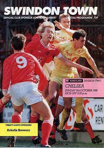 programme cover for Swindon Town v Chelsea, 9th Oct 1988
