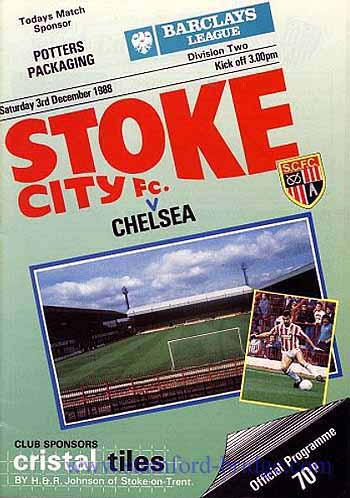 programme cover for Stoke City v Chelsea, 3rd Dec 1988