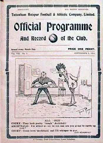 programme cover for Tottenham Hotspur v Chelsea, 5th Sep 1914
