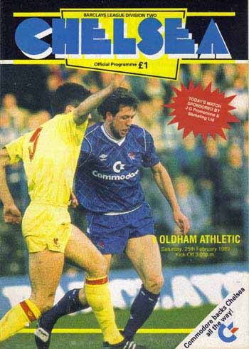 programme cover for Chelsea v Oldham Athletic, Saturday, 25th Feb 1989