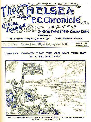 programme cover for Chelsea v Newcastle United, 12th Sep 1914