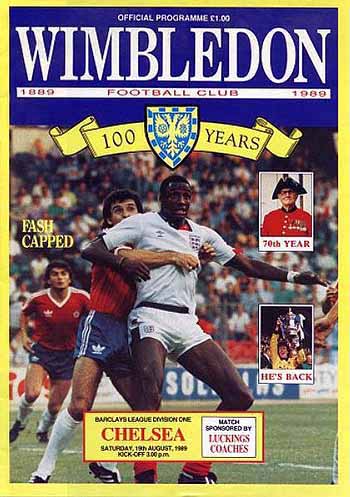 programme cover for Wimbledon v Chelsea, 19th Aug 1989