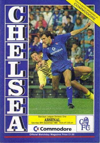 programme cover for Chelsea v Arsenal, Saturday, 30th Sep 1989