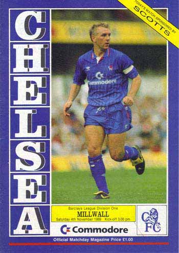 programme cover for Chelsea v Millwall, 4th Nov 1989
