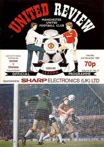 programme cover for Manchester United v Chelsea, 25th Nov 1989