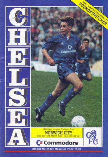 programme cover for Chelsea v Norwich City, 10th Mar 1990