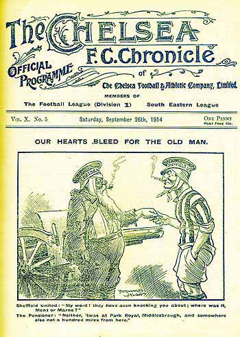 programme cover for Chelsea v Sheffield United, 26th Sep 1914