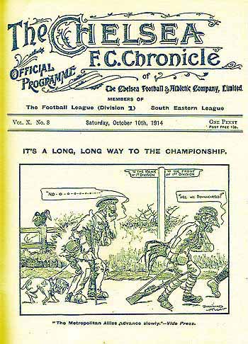 programme cover for Chelsea v Liverpool, 10th Oct 1914