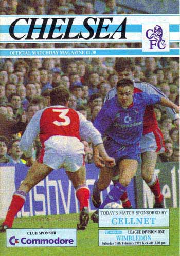 programme cover for Chelsea v Wimbledon, 16th Feb 1991