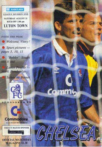 programme cover for Chelsea v Luton Town, 31st Aug 1991