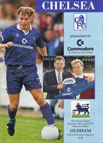 programme cover for Chelsea v Oldham Athletic, 15th Aug 1992