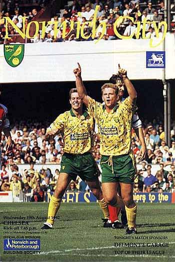 programme cover for Norwich City v Chelsea, Wednesday, 19th Aug 1992