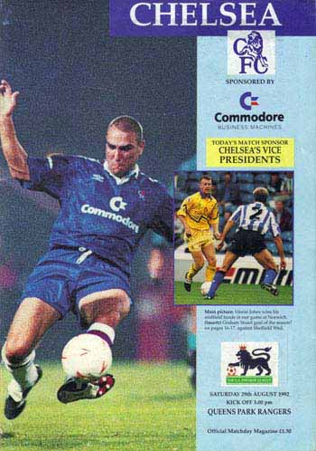 programme cover for Chelsea v Queens Park Rangers, 29th Aug 1992