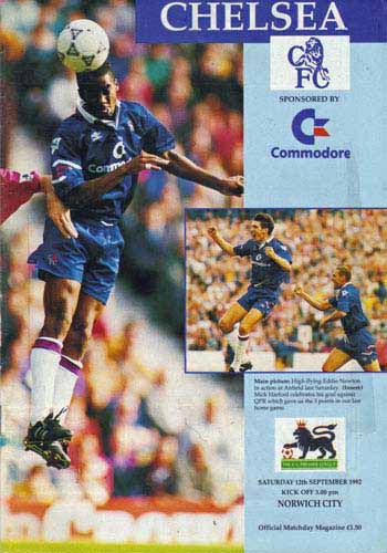 programme cover for Chelsea v Norwich City, 12th Sep 1992